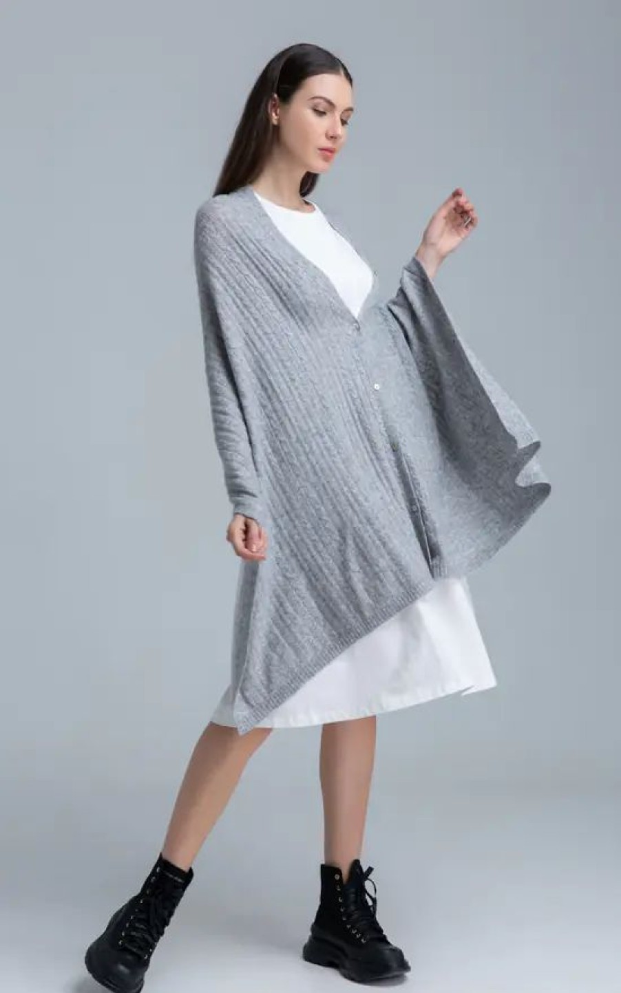 Knitwear * | Outlet Voya Luna Travel Wrap Ash