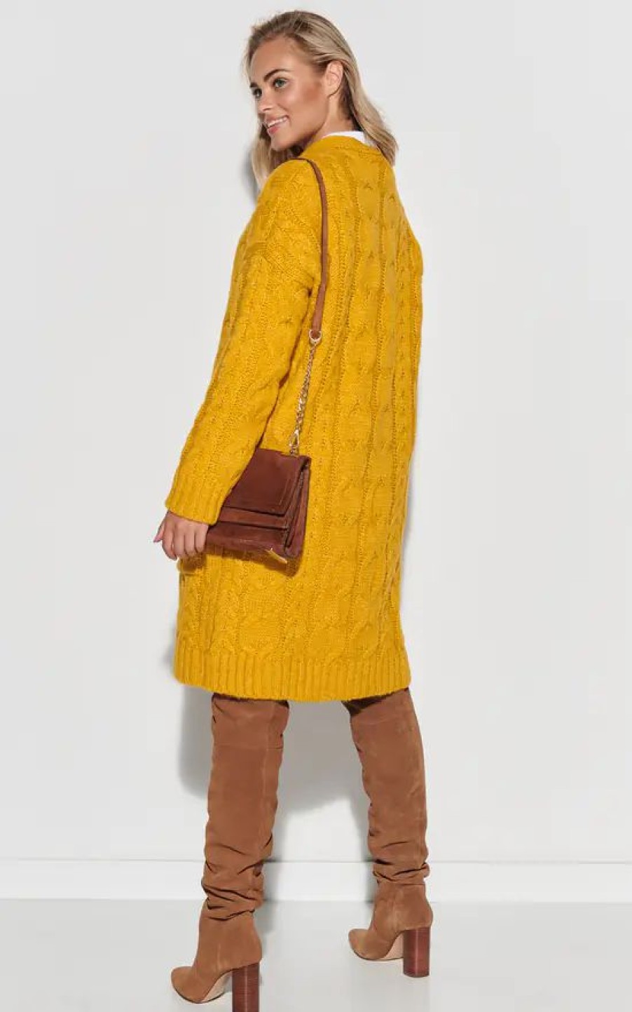 Knitwear * | Discount Makadamia Mustard Cardigan In Braids