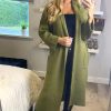 Knitwear * | Hot Sale Yumi Green Knitted Maxi Cardigan With Pockets