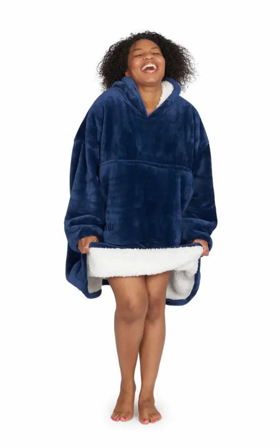 Sweaters & Hoodies * | Deals Snuggy, Navy Adult Oversized Hooded Blanket