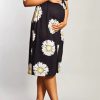 Dresses * | Buy Want That Trend Maternity Maternity Black Daisy Printed Belted Midi Dress