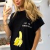 Tops * | Top 10 Hoxton Gal Oversized Banana T Shirt In Black