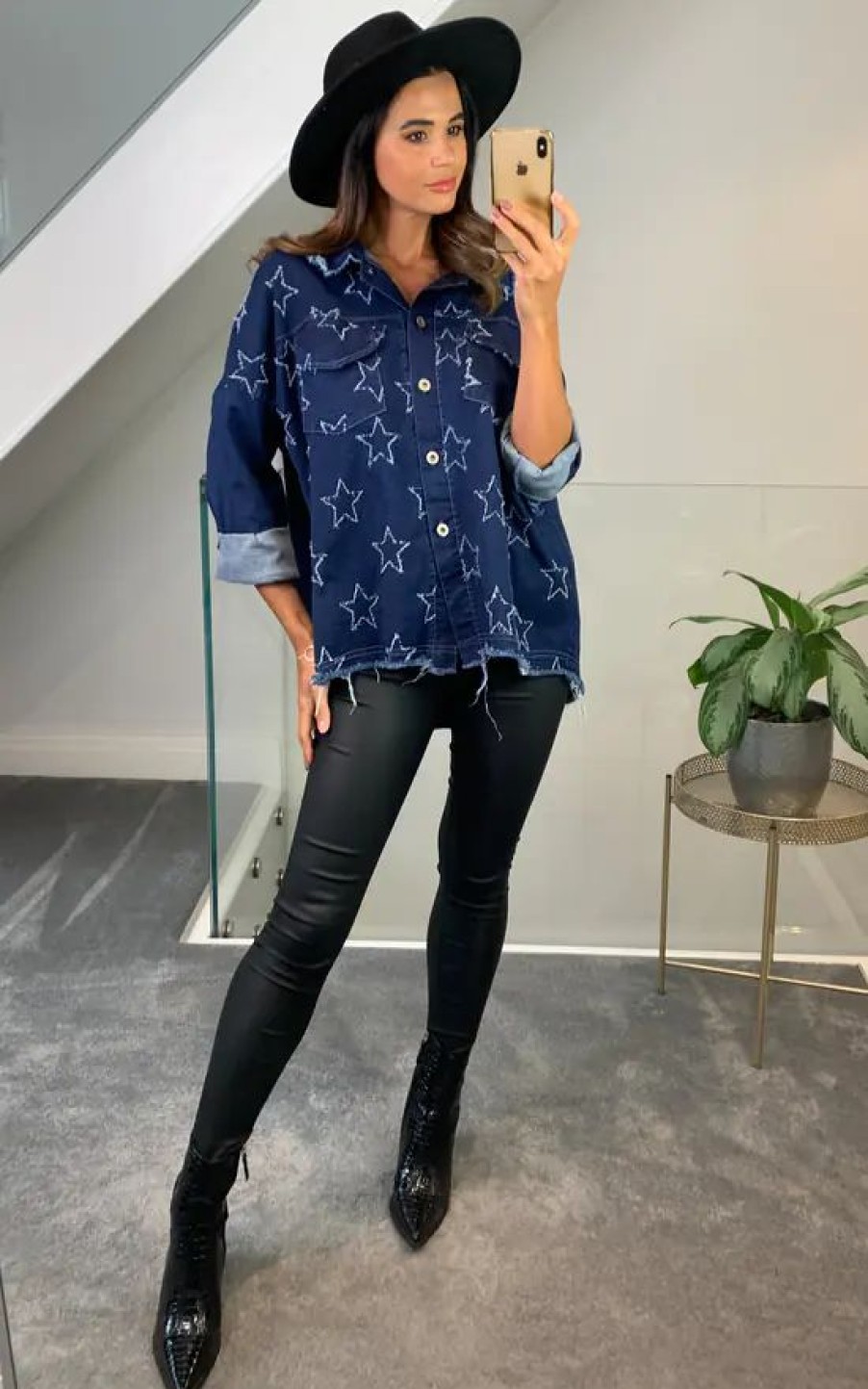 Tops * | Coupon Hoxton Gal Star Details Denim Shirt With Pocket Details