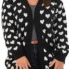 Knitwear * | Brand New Gigiland Uk Black Heart Print Cardigan