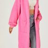 Knitwear * | Wholesale Fs Collection Relaxed Cozy Soft Cardigan In Fuchsia Pink