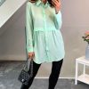 Tops * | Hot Sale Hoxton Gal Long Sleeves Oversized Shirt In Mint