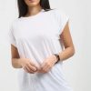 Tops * | Cheap Oops Fashion Roll Sleeve Oversized Jersey T Shirt In White