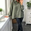 Tops * | Best Deal Apricot Khaki Oversized Batwing Airflow Shirt