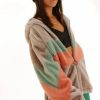 Sweaters & Hoodies * | Outlet Story Of Lola Faux Fur Chevron Hooded Jacket Grey