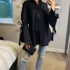 Tops * | Wholesale Cy Boutique Bell Sleeve Shirt With Ties In Black