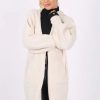 Knitwear * | Outlet Pretty Moi Beige Longline Knitted Open Cardigan One Size Fit (10 16)