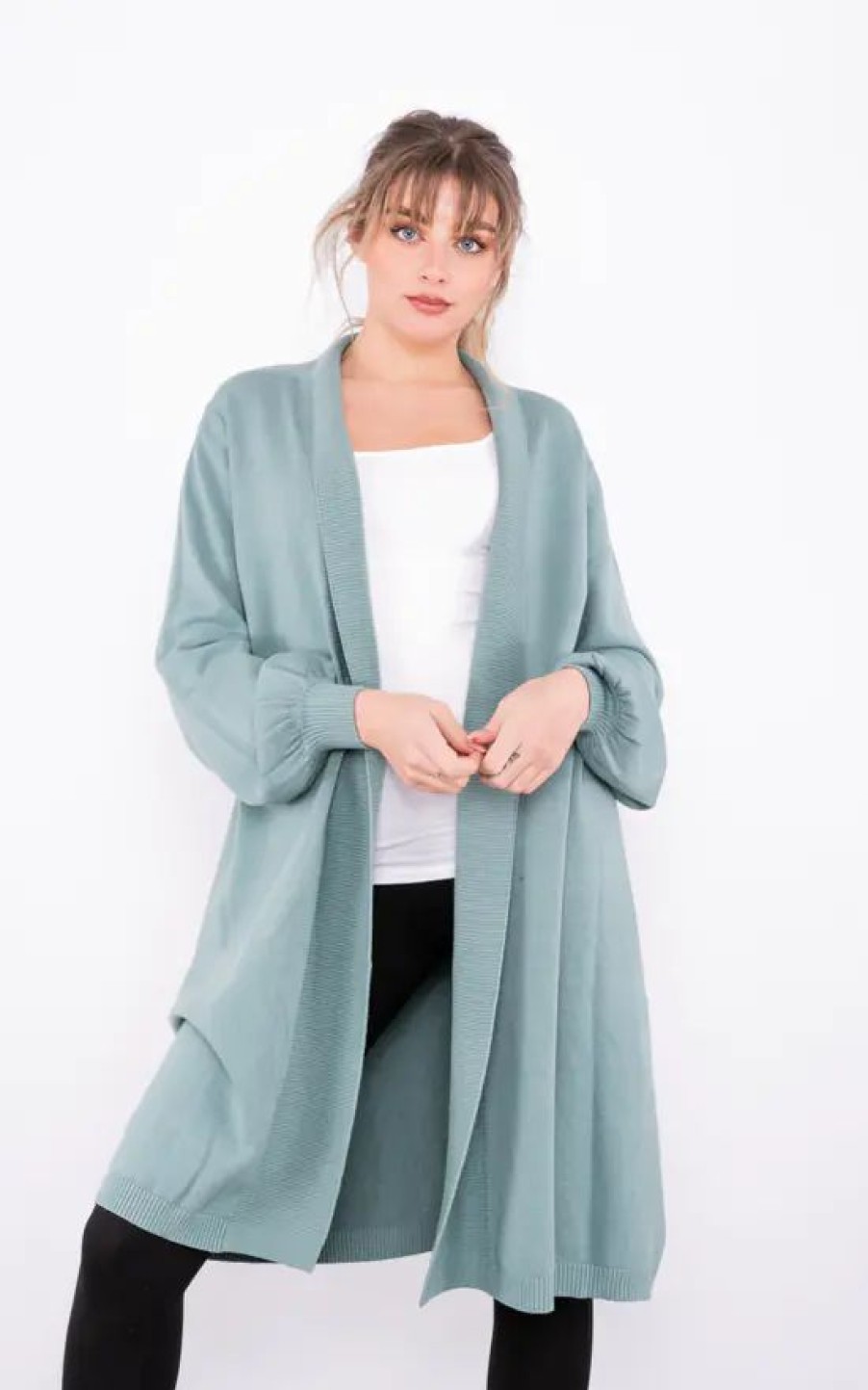 Knitwear * | New Lucy Sparks Stylish Knee Length Cardigan (Teal)