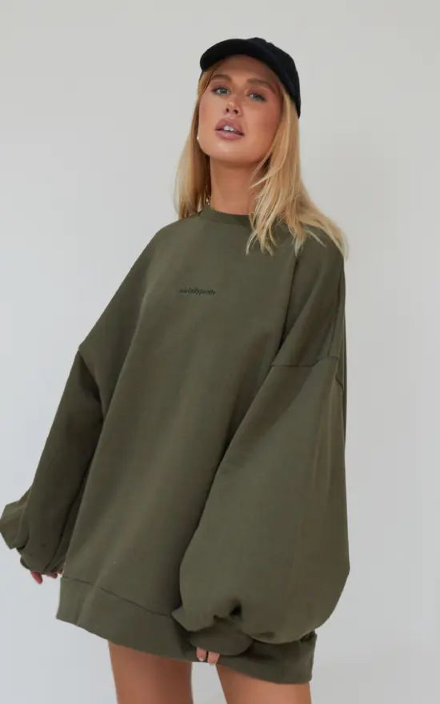 Tops * | Wholesale Awfullypretty Ap Oversized Jumper Dress In Khaki