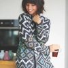 Knitwear * | Best Sale Moe Multicolour Aztec Print Open Knit Cardigan