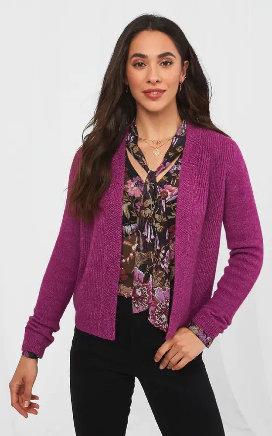 Knitwear * | Top 10 Joe Browns Vintage Valerie Purple Cardigan