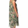 Dresses * | Deals Want That Trend Sleeveless Relaxed Fit Dress In Khaki Floral Print