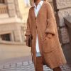 Knitwear * | Hot Sale Makadamia Camel Long Cardigan Fastened With Buttons