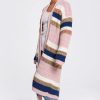 Knitwear * | Best Pirce Moe Long Open Front Cardigan In Pink Multi Stripe