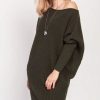 Dresses * | Top 10 Mkm Knitwear Design Oversized Jumper Dress In Khaki