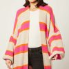 Knitwear * | Budget Jenerique Multicolour Longline Cardigan In Beige/Pink