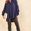 Tops * | Top 10 Blue Vanilla Paige Oversized Shirt In Navy