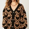 Knitwear * | Cheap Jenerique Heart Print Oversize Cardigan