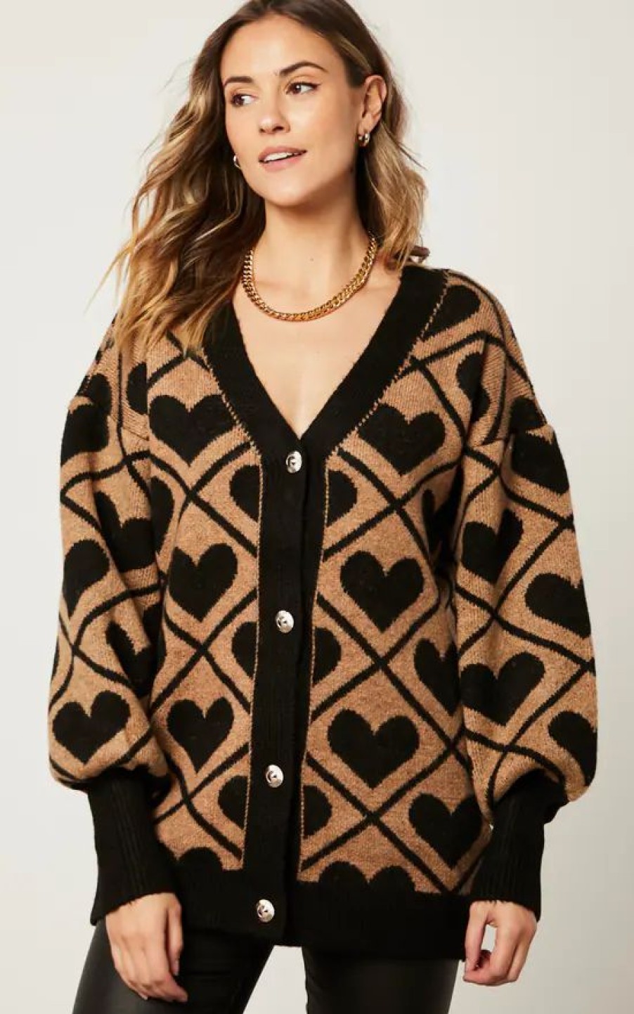 Knitwear * | Cheap Jenerique Heart Print Oversize Cardigan