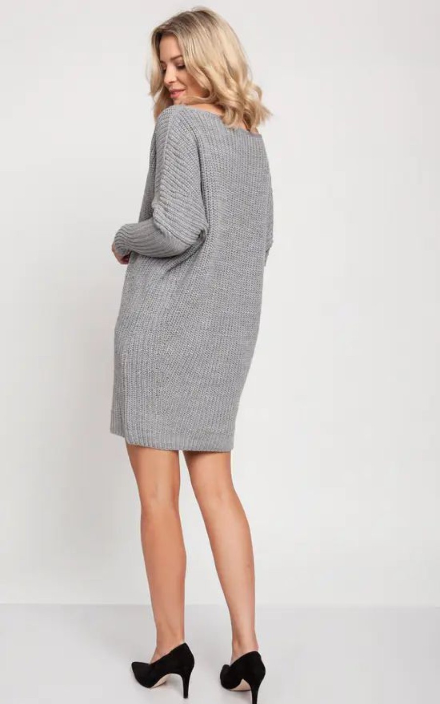 Dresses * | Promo Mkm Knitwear Design Oversized Jumper Dress In Grey