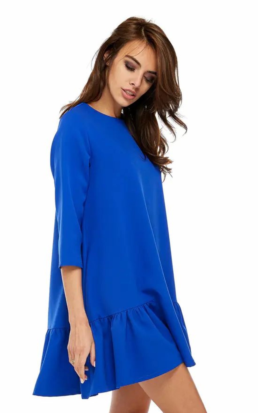 Dresses * | Best Pirce By Ooh La La Oversized Mini Dress With 3/4 Sleeves In Blue