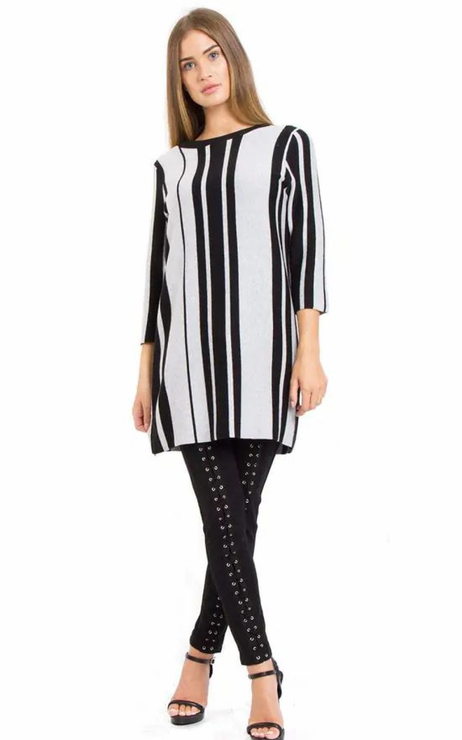 Dresses * | Best Reviews Of Loes House Vertical Stripe Jumper Dress In Black/Cream