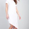 Dresses * | Best Reviews Of Oops Fashion Asymmetric Hem Jersey T Shirt Dress In White