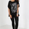 Tops * | Best Reviews Of Oops Fashion Carlie Black Oversized Tshirt With I Woke Up Like This Print