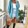 Knitwear * | Buy Yumi Blue Knitted Long Cardigan With Pocket