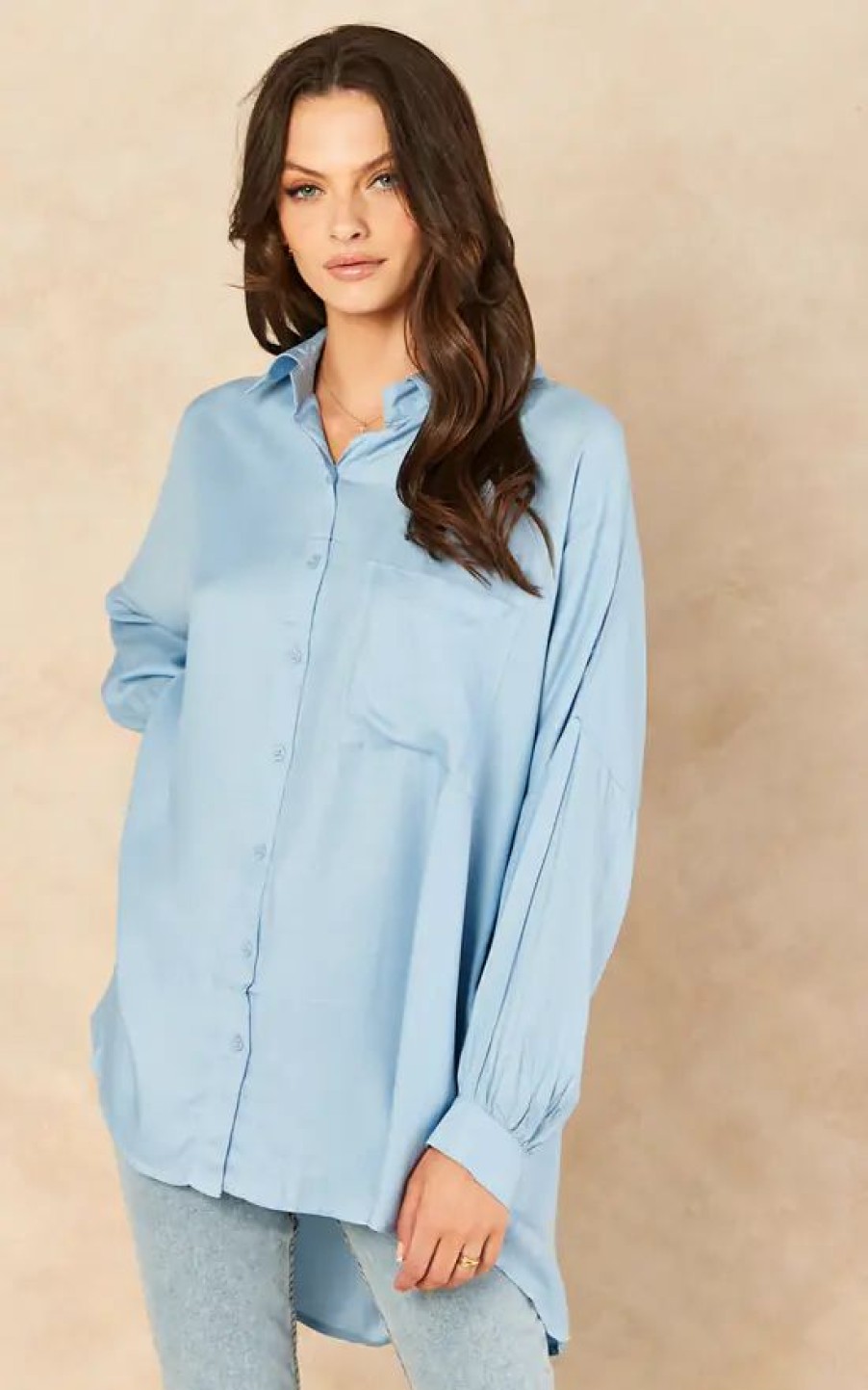 Tops * | Budget Blue Vanilla Ariyah Oversized Shirt In Blue