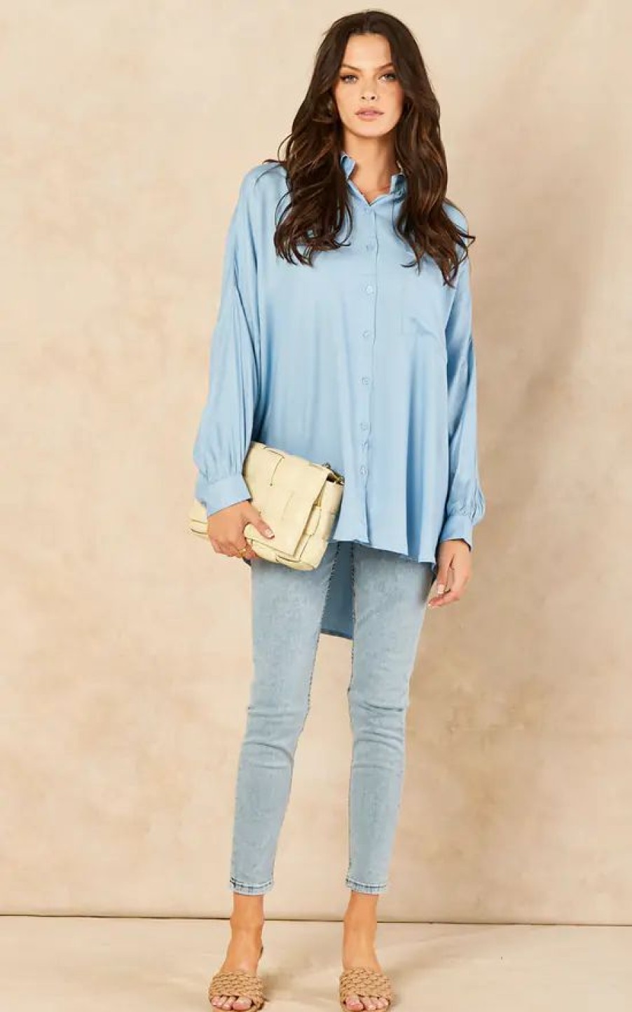 Tops * | Budget Blue Vanilla Ariyah Oversized Shirt In Blue