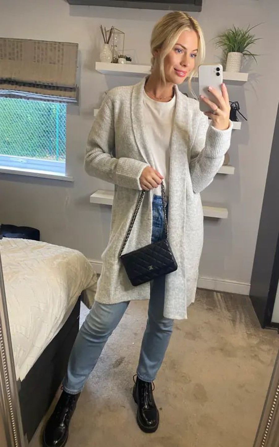 Knitwear * | Best Sale Yumi Knitted Long Cardigan In Grey