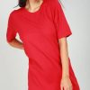 Dresses * | Flash Sale Oops Fashion Short Sleeve Basic Tshirt Dress In Red