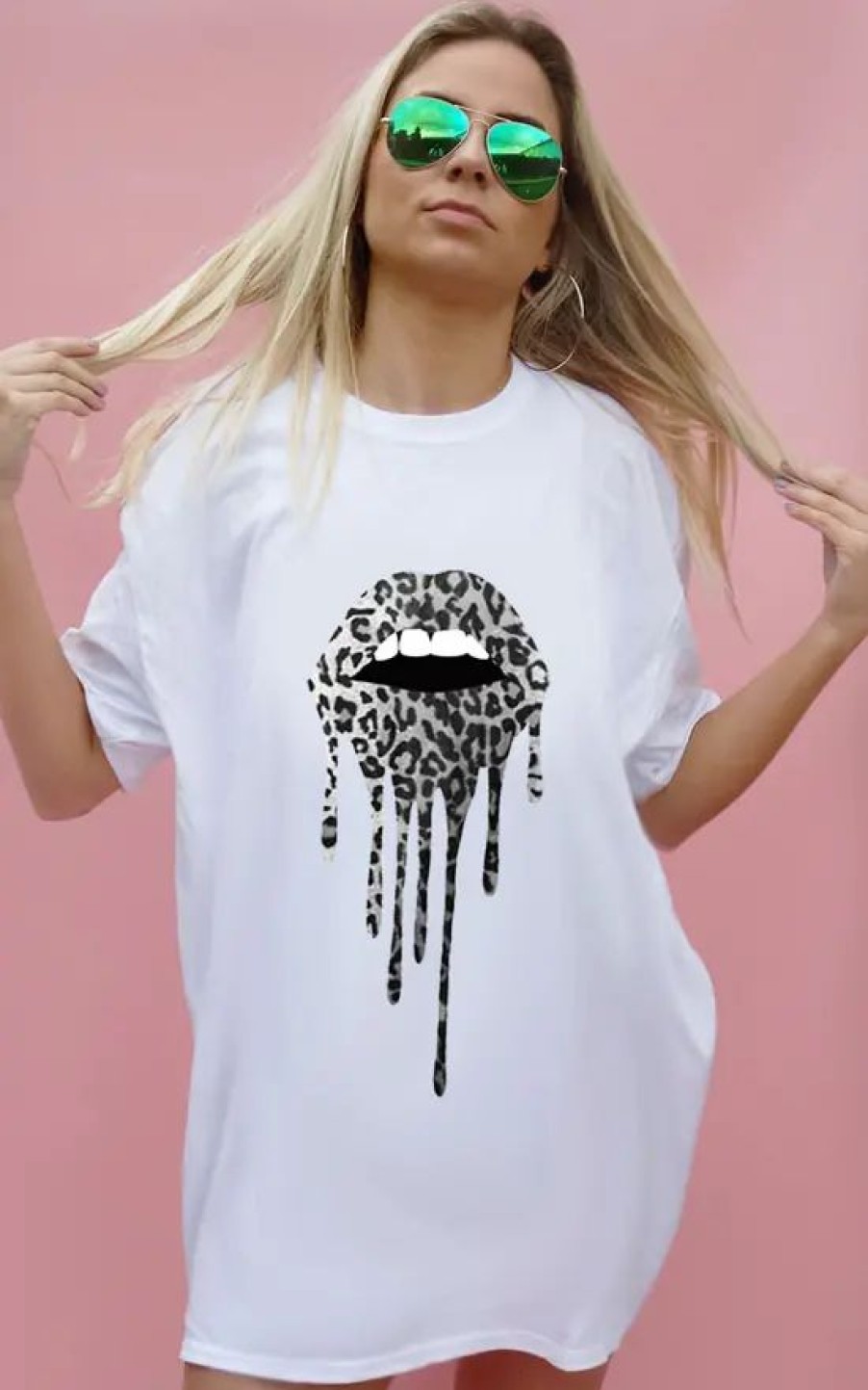 Tops * | New Sade Farrell Monochrome Drip Lip Tee