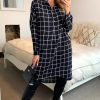 Dresses * | Best Reviews Of Cy Boutique Long Sleeve Shirt Dress In Black And White Check