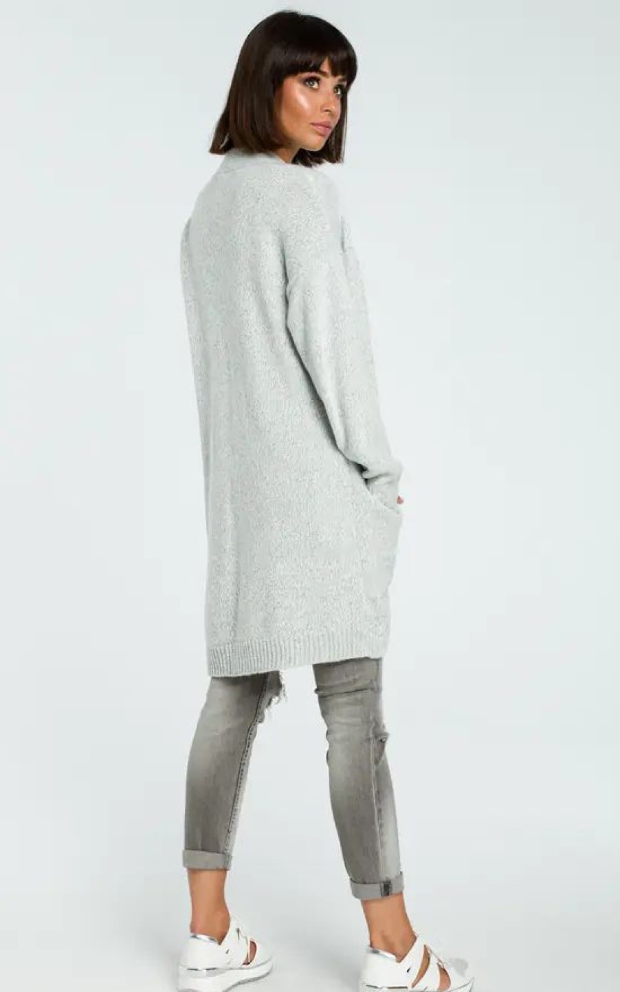 Knitwear * | Deals Moe Grey Long Open Cardigan