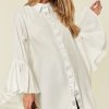 Tops * | Flash Sale Cy Boutique Oversized Shirt With Frilled Sleeves And Mesh Back In White