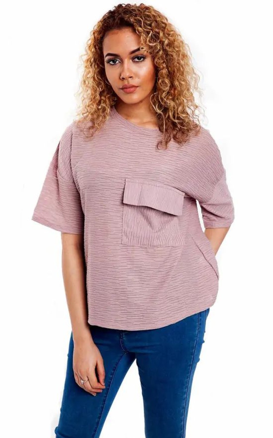 Tops * | Flash Sale Loes House Oversized Box Pocket Top In Dusty Pink