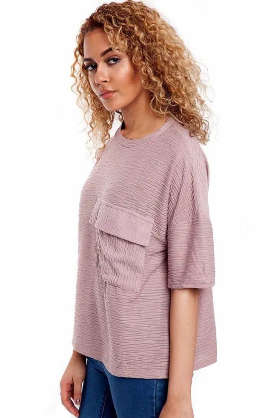 Tops * | Flash Sale Loes House Oversized Box Pocket Top In Dusty Pink