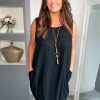 Dresses * | Wholesale Nova Notte Black Italian Lagenlook Sleeveless Cocoon Tunic Dress Aaliyah