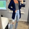 Knitwear * | Buy Aftershock London Boyfriend Jersey Cardigan With Pockets In Navy