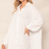 Dresses * | Outlet Boutique Store White Floral Broderie Oversized Shirt Dress