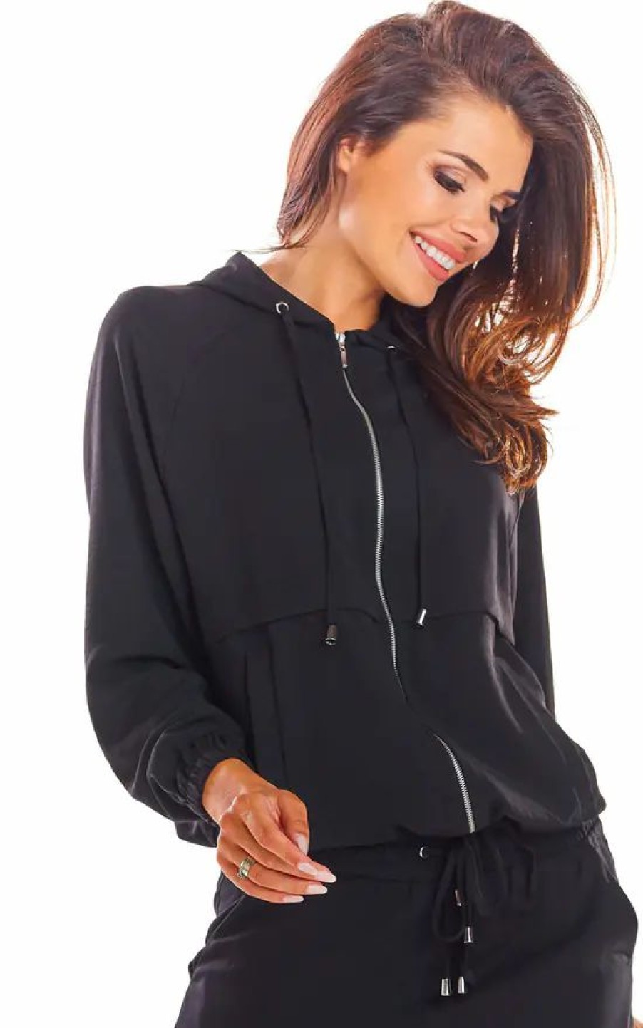 Sweaters & Hoodies * | Best Pirce Awama Oversized Hoodie With Zip In Black