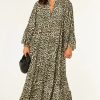 Dresses * | Best Reviews Of Blue Vanilla Millie Leopard Print Maxi Smock Dress In Khaki Leopard