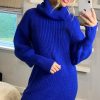 Dresses * | Cheap Apricot Cobalt Blue Cowl Neck Jumper Dress