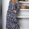 Dresses * | Cheap Jolie Moi Nancy Long Sleeve Maxi Dress, Navy White Floral